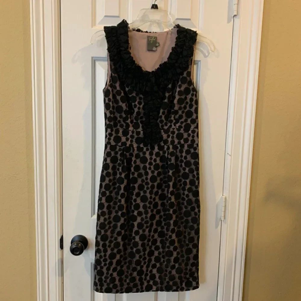 Taylor Black Polk A Dot Lace Dress